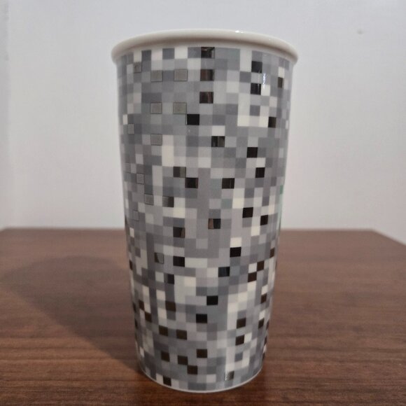 Starbucks Rodarte Ceramic Pixel Tumbler Travel Mug Cup 12oz 2012 Limited Edition - Picture 3 of 6
